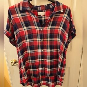 Nordstrom Red and Navy Plaid Shirt